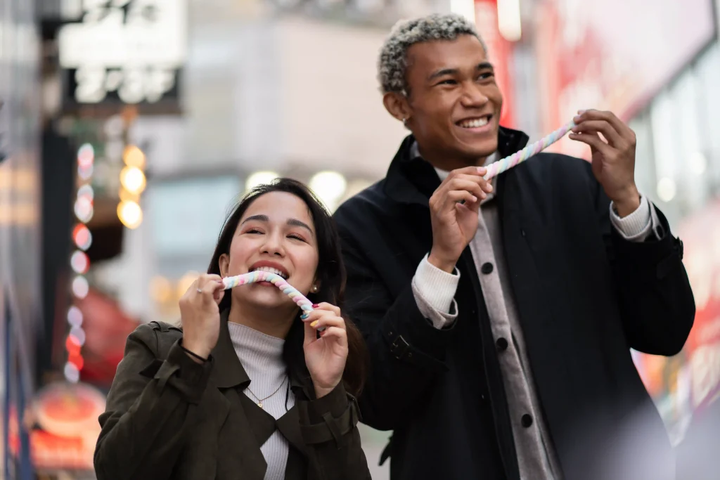 young friends traveling through japan compressed
